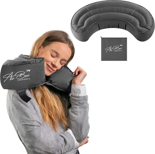 Vista 10 de able Almohada de viaje – Almohada de avión para reposo de cabeza, cuello y barbilla, almohada de cuello inflable y suave, material duradero