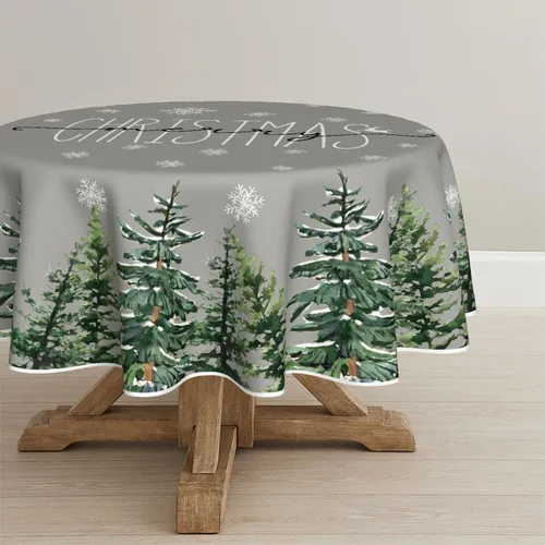 Vista 10 de Horaldaily Mantel de Navidad rectangular de 52 x 70 pulgadas, diseño de árboles de nieve de invierno, color blanco, lavable, para fiesta, picnic