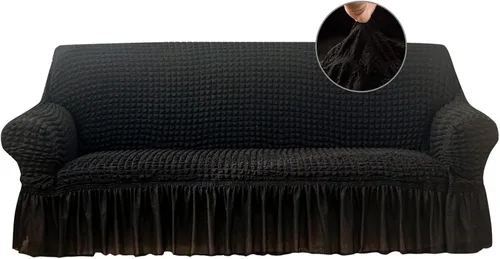Vista 16 de Jeloris Funda Protectora Elástica para Sofá de Dos Plazas de Fácil Ajuste con Falda, Protector de Muebles Universal Duradero Lavable de Alta Beige