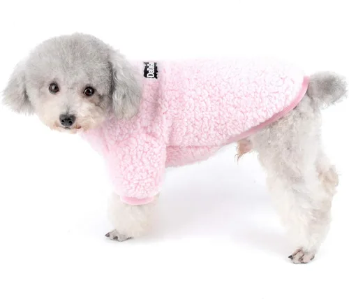 Vista 6 de Zunea Suéter de invierno para perros pequeños, ropa de vellón para cachorros, sherpa cálida chaqueta de chihuahua, ropa de otoño para mascotas