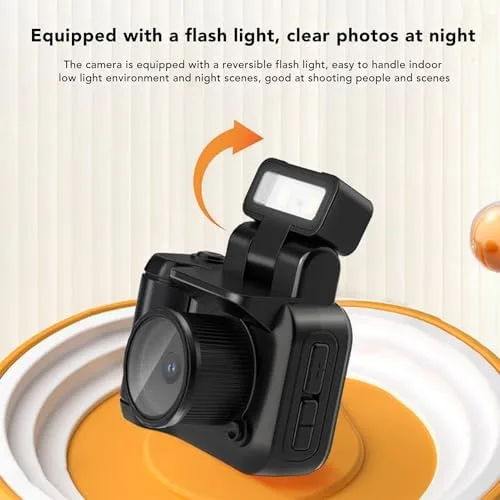 Vista 4 de Mini llavero de cámara, 1080P Vintage pequeño grabador de video digital con luz flash LED, cámara portátil de viaje para grabación de vida