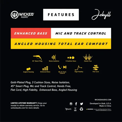 Vista 2 de Wicked Audio Jekyll - Auriculares con alta fidelidad (pino morado)