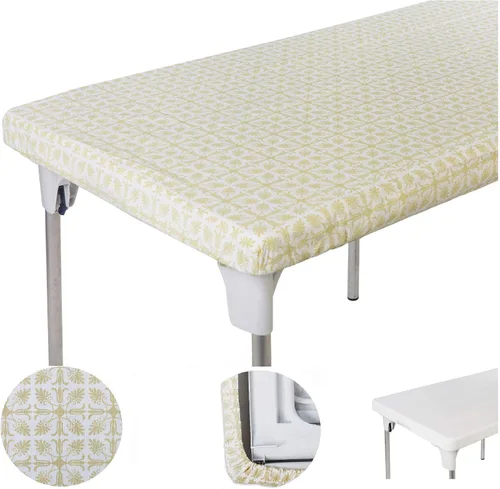 Vista 8 de TopTableCloth Mantel de vinilo de plástico con reverso de franela, 2 unidades, 6 pies, 72 x 30 pulgadas, mantel a cuadros rojos y blancos, esquina