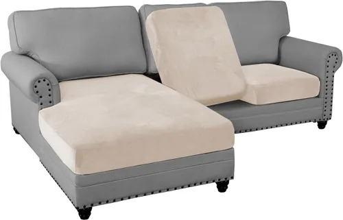 Vista 36 de PrinceDeco Fundas de cojín para sofá, funda elástica y lavable, funda de cojín ajustable de tela de terciopelo antideslizante, protector de muebles