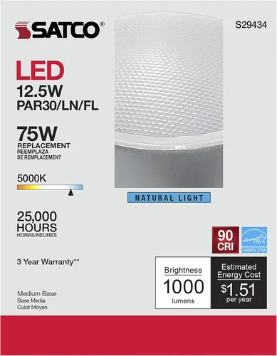 Vista 7 de Satco S29434 PAR30LN LED de 12.5 vatios 5000K paquete de 6 cumplen con California