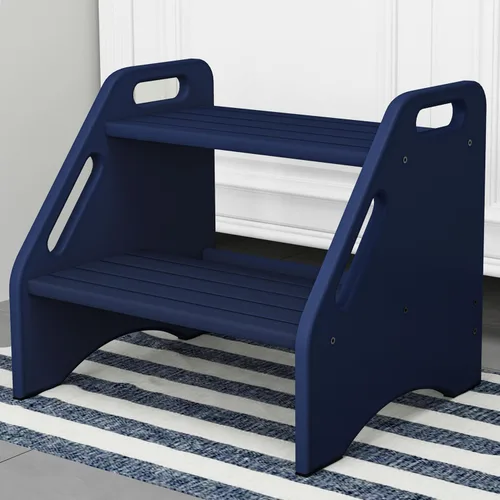 Vista 9 de AMBIRD Taburete de madera – Capacidad de dos pasos de 300 libras con almohadillas antideslizantes de seguridad y asas, bambú para baño, cocina Negro