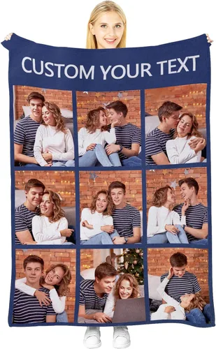 Vista 9 de Manta personalizada con imagen, manta personalizada para parejas, manta de fotos para sofá, familia, Navidad, Halloween, cumpleaños, boda, regalos