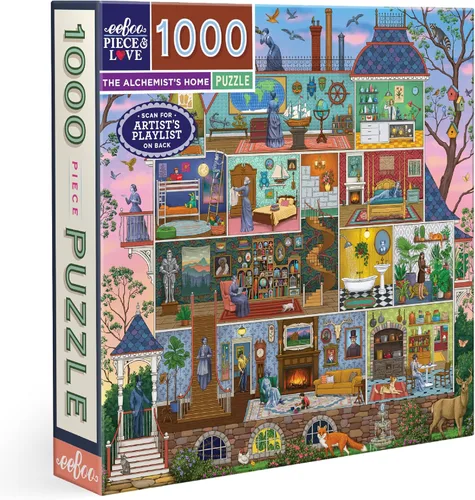 Vista 14 de eeBoo: Piece and Love Alchemist Cabinet - Rompecabezas cuadrado de 1000 piezas, rompecabezas para adultos y familias, incluye piezas brillantes