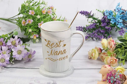 Vista 4 de Taza Best Nana Ever Taza de Café Best Nana Taza Nana Regalos Cumpleaños Día de las Madres Regalos para Mamá Abuela de Nietos Nieta Nieto Nietos Gris