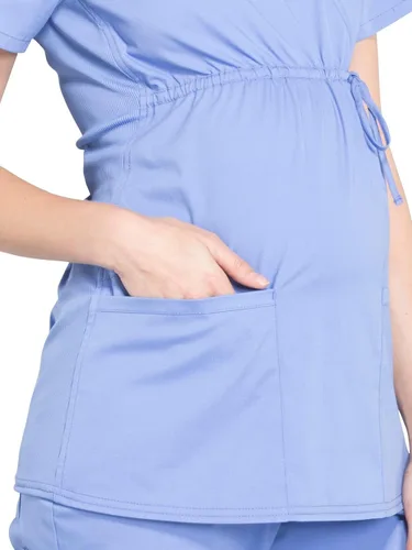 Vista 3 de Cherokee Women's Maternity Scrub Top with 3 Pockets Mock Wrap WW685