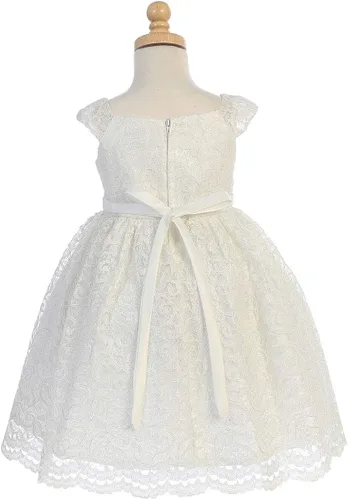 Vista 4 de Blossom BL309 - Vestido de encaje con cinturón de perlas