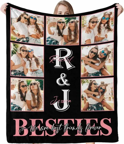 Vista 11 de InterestPrint Regalos para hermanas de hermana manta con collage de fotos, mantas de fotos personalizadas para hermanas, mejores amigas, mujeres