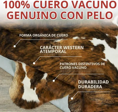 Vista 3 de HIDES BAZAAR Alfombra de Piel de Vaca Atigrada Marrón Premium con Patrón Único Marrón, Negro y Blanco - Alfombras de Piel de Vaca Natural Hechas