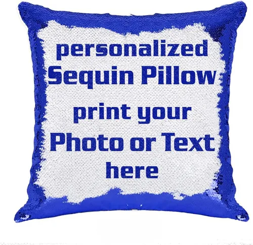 Vista 16 de Funda de almohada con lentejuelas para fotos/texto, imagen oculta, regalo personalizado único para amigos, familia, mascotas, lentejuelas negras
