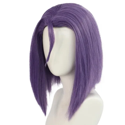 Vista 2 de Pelucas de cosplay moradas para mujeres y hombres, pelucas cortas Púrpura