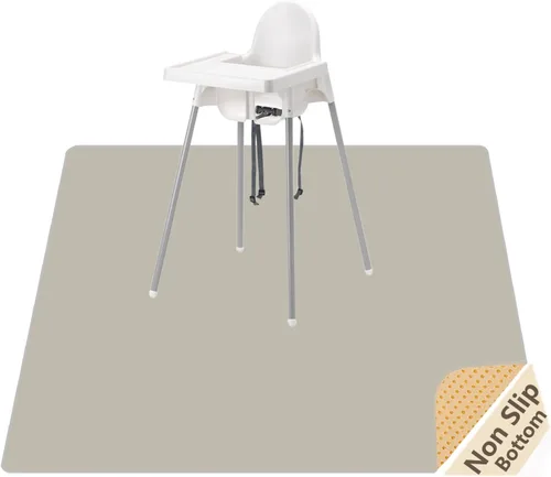 Vista 11 de Tapete de salpicaduras para bebé debajo de la silla alta, tapete de salpicaduras de 51 x 51 pulgadas, tapete impermeable y lavable, protector