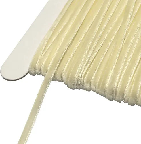 Vista 42 de Chenkou Craft Cinta de Terciopelo Beige 25 Yardas 1/4" Lotes a Granel (Beige, 1/4"(6mm))