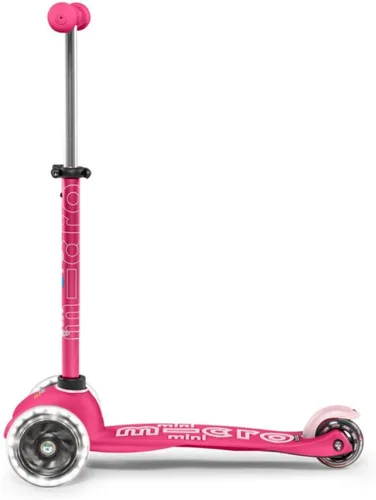 Vista 2 de Micro Mini Patinete LED Lean-to-Steer Design, Adjustable T-Bar Grows with Your Child, Motion-Activated LED PU Wheels, Swiss-Engineered. Rosa
