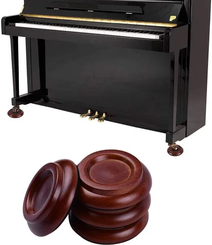 Vista 5 de Copas para piano de madera dura, protector de piso, ruedas sólidas para piano vertical, antideslizante y antiruido, accesorios de pie de piano