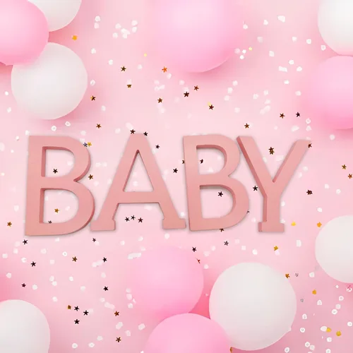 Vista 7 de Decoraciones de mesa de baby shower, 4 piezas separadas de madera para bebé, bloques de letras de madera, centros de mesa rosados, para decoración