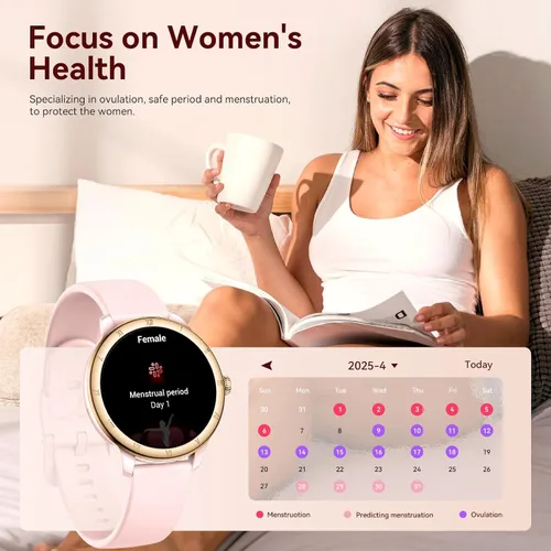 Vista 5 de Reloj inteligente para mujer, monitor de fitness HD de 1.27 pulgadas (respuesta/haz llamadas) con más de 110 modos deportivos/frecuencia