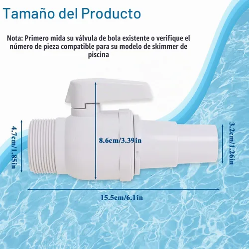 Vista 2 de SP0729 Econoline - Válvula de bola de 2 vías de repuesto compatible con Hayward – 1.5" MIP x 1.5" - 1.25" Adaptador de manguera Econoline ABS, 50