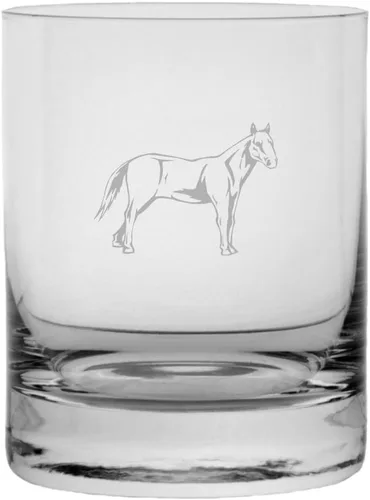Vista 55 de Abaco Barb - Vaso de whisky con temática de caballo grabado (10.25 onzas)