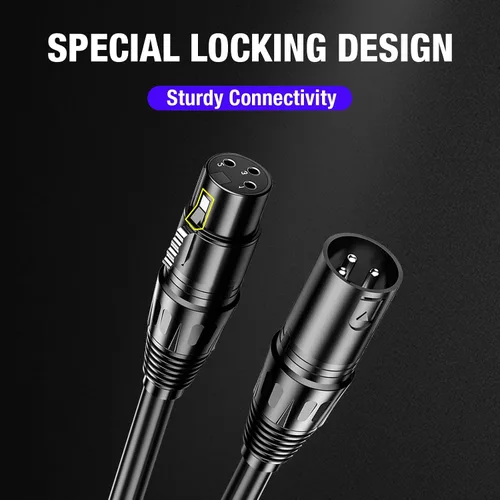Vista 5 de Cable DMX de 100 pies, paquete de 2 cables flexibles de señal XLR de 3 pines macho a hembra, adecuado para señal de iluminación de escenario, cables