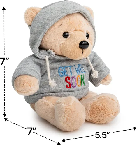 Vista 6 de Ganz Oso de peluche Get Well Soon de 9 pulgadas con capucha gris, regalo para niños y mujeres (animal de peluche de nariz bronceada)