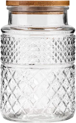 Vista 8 de WHJY Recipiente de almacenamiento de vidrio con tapa, tarros de vidrio herméticos, recipiente de té de granja, tarro de golosinas para perros
