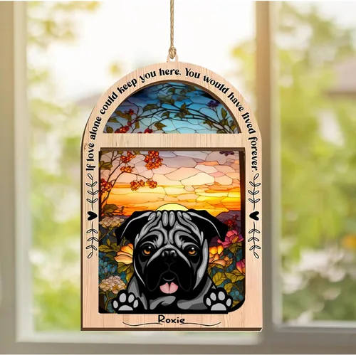 Vista 168 de LOVELYPOD Adorno de Navidad personalizado de sabueso afgano, atrapasoles con nombre, regalos de pérdida de mascotas, regalos para amantes