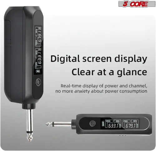 Vista 6 de 5 CORE Micrófonos inalámbricos, par de karaoke con luces LED brillantes, recargable, portátil, de largo alcance, micrófonos dinámicos de mano