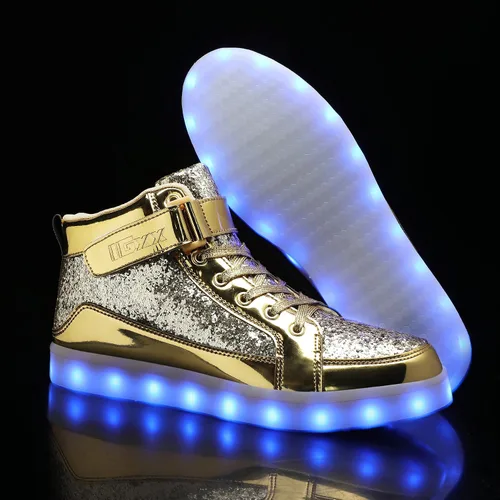 Vista 5 de IGxx Zapatos con luz LED para niños, tenis de alta calidad, zapatos con luces para niños, carga USB, entrenadores luminosos intermitentes