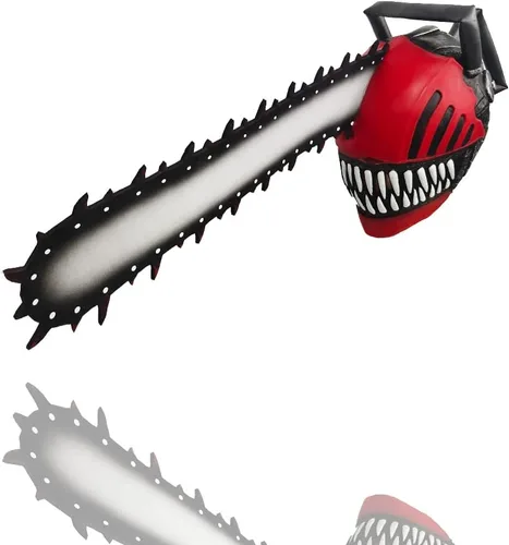 Vista 2 de Máscara de látex de hombre motosierra para adultos y niños, disfraz de anime, cosplay, máscara de cara completa con capucha de Halloween, accesorios