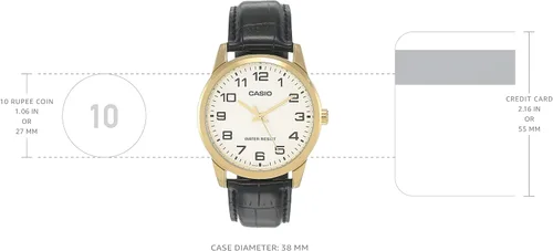 Vista 3 de Casio - Reloj de cuarzo japonés con correa de piel color negro 22 modelo EAW-MTP-V001GL-7B
