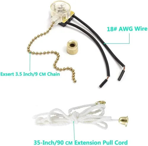 Vista 5 de Zing Ear ZE-109 Interruptor de lámpara de cadena de encendido y apagado para luces de ventilador de techo, color bronce, paquete de 2