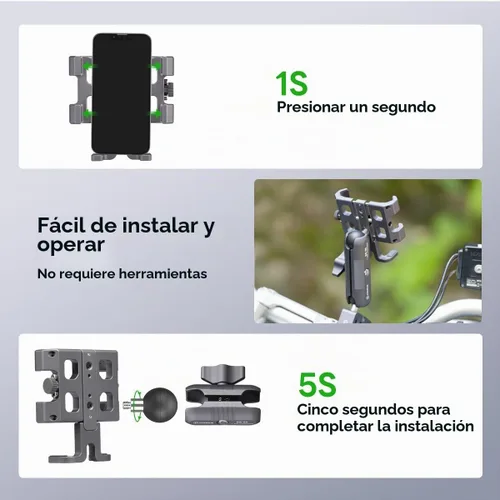 Vista 7 de FANAUE Soporte de teléfono para motocicleta con bola de 1 pulgada para scooter UTV/ATV, soporte para teléfono celular de bicicleta con brazo