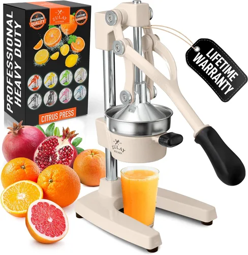 Vista 21 de Zulay Kitchen Puplerizer Exprimidor de hierro fundido 9 en 1, exprimidor manual de servicio pesado fácil de limpiar con accesorio prensatelas