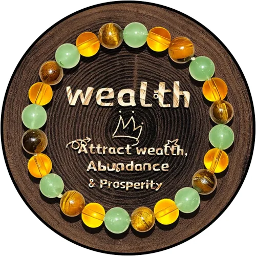 Vista 9 de Pulsera de riqueza Feng Shui, pulsera de prosperidad y buena suerte para mujeres y hombres, pulsera elástica con cuentas de 0.315 in, gradiente