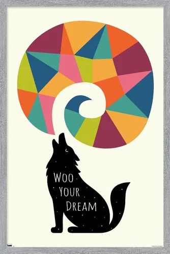 Vista 14 de Trends International Andy Westface - Wolf Woo Your Dream Wall Poster, 22.4L x 14.7W, Barnwood Framed Version