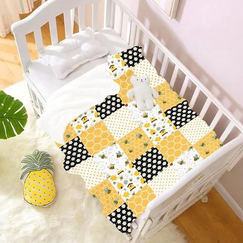 Vista 2 de Manta de franela ligera de abeja, regalos para niñas y mujeres en todas las estaciones, manta para cama, sofá, 30 x 40 pulgadas, para bebé/mascotas