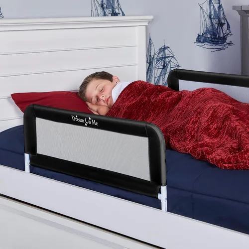 Vista 3 de Dream On Me Riel de cama ajustable de malla ligera con tela de malla transpirable en negro, 2 unidades (paquete de 1)