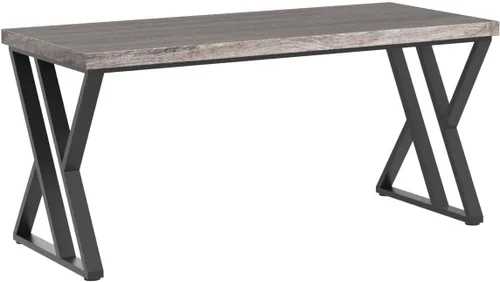 Vista 4 de Tribesigns Escritorio para computadora de escritura, escritorio de estudio resistente de 55 pulgadas con patas de metal en forma de Z, escritorio