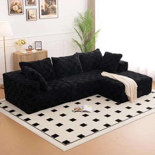 Vista 13 de Sofá modular deshuesado en forma de L de 108 pulgadas, sofá modular con otomana móvil, sofás de pana para sala de estar, sin montaje, se envía