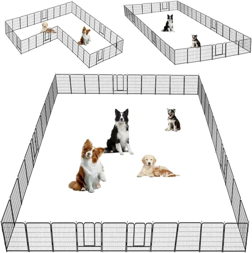 Vista 20 de Corralito para perros, 32/40/45 pulgadas de altura en resistente, plegable para interiores y exteriores, valla antióxido para ejercicio de perros