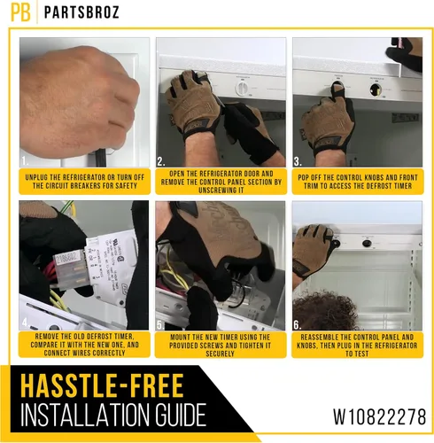 Vista 6 de W10822278 Temporizador de descongelación para refrigerador competible con Whirlpool AP5985208 PS11723171 congelador 106.71184101 ED22PEXHW02