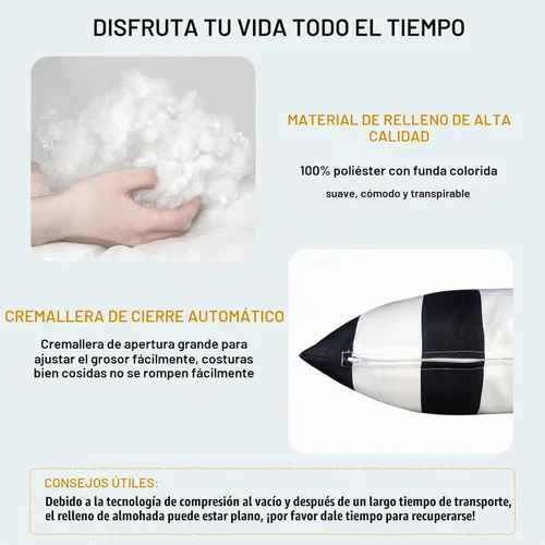 Vista 5 de DYTXIII Paquete de 2 almohadas lumbares impermeables para exteriores con rellenos, 12 x 20 pulgadas, almohada decorativa rectangular para patio