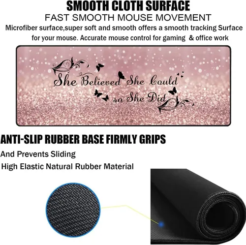 Vista 5 de Alfombrilla de mouse grande para juegos, reposamuñecas para teclado + almohadilla de muñeca para mouse + juego de posavasos extendido impermeable