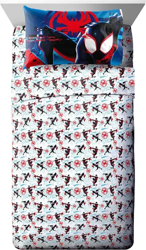Vista 3 de Marvel Spiderman - Juego de edredón tamaño matrimonial de 7 piezas para niños, multicolor Bed in a Bag, Comforter Sheets Shams Pillowcases, Multi