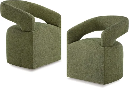 Vista 28 de KISLOT Juego de 1 sillas de comedor tapizadas con ruedas, color beige crema